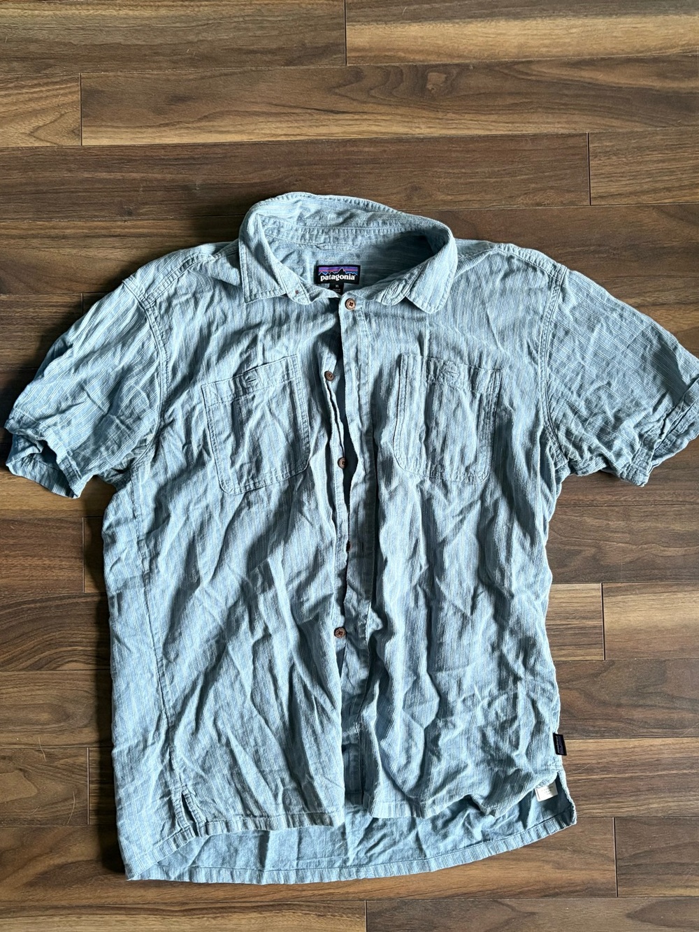 Patagonia Hemp Blend Men’s Light Blue Short-Sleeve Button-Up Shirt
